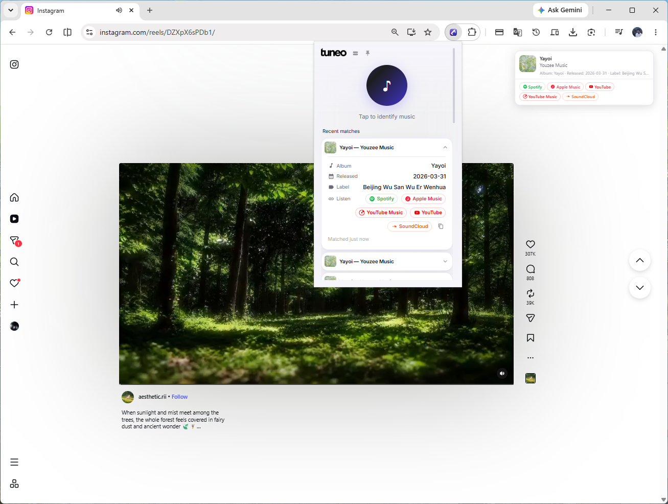 Tuneo in-page toast notification
